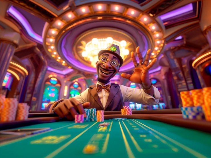 Antarmuka permainan Three Card Poker di perangkat mobile